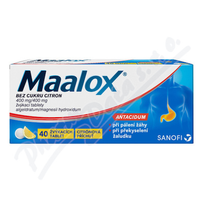 Maalox bez cukru citron 400mg/400mg tbl.
